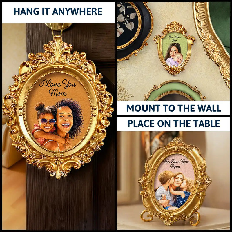 Gift For Mother, Gift For Husband, Gift For Wife, Parents, Gift For Grandma, Love - Custom Photo Realistic Watercolor Art Best Mom Ever - Personalized Ornate Frame