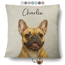 Happy, Dog Lovers, Pet Lovers, Cat Lovers - Custom Photo Realistic Watercolor Art Cat Dog Pet - Personalized Pillow