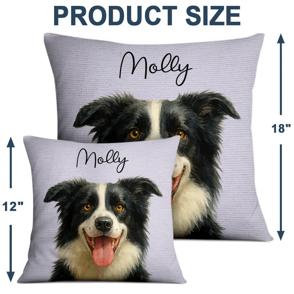 Happy, Dog Lovers, Pet Lovers, Cat Lovers - Custom Photo Realistic Watercolor Art Cat Dog Pet - Personalized Pillow