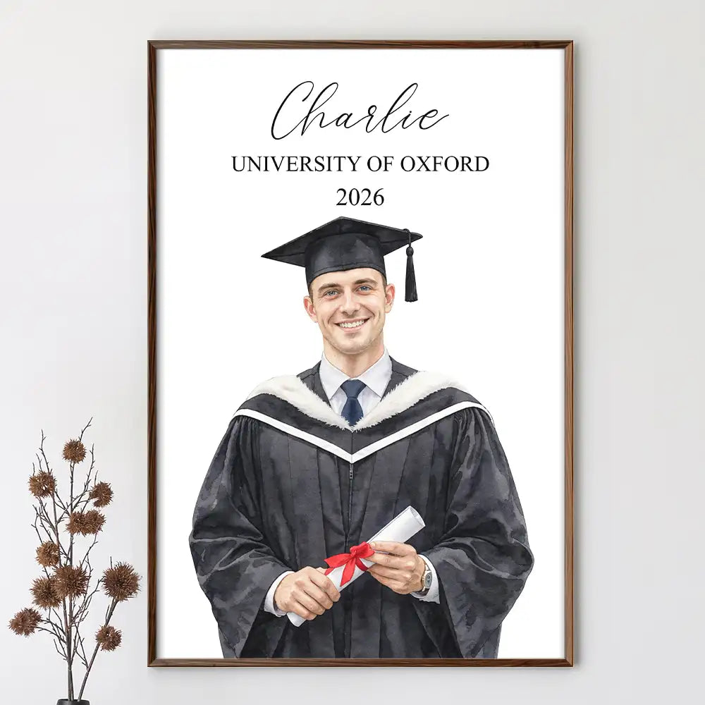 Happy,Family,Gift For Yourself,Gift For Daughter,Gift For Son,Gift For Sisters,Gift For Brothers,Gift For Bestie,Gift For Sibling,Graduation - Custom Photo Realistic Watercolor Art Congrats Graduate - Personalized Poster