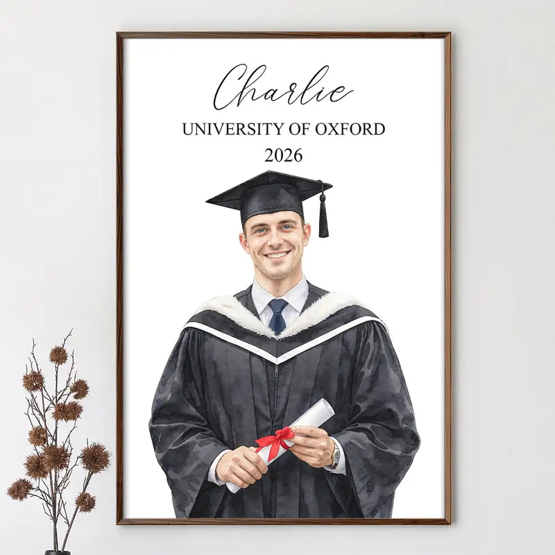 Happy,Family,Gift For Yourself,Gift For Daughter,Gift For Son,Gift For Sisters,Gift For Brothers,Gift For Bestie,Gift For Sibling,Graduation - Custom Photo Realistic Watercolor Art Congrats Graduate - Personalized Poster