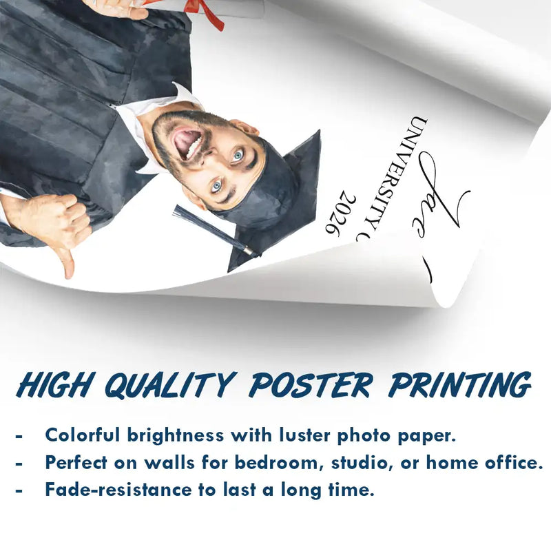Happy,Family,Gift For Yourself,Gift For Daughter,Gift For Son,Gift For Sisters,Gift For Brothers,Gift For Bestie,Gift For Sibling,Graduation - Custom Photo Realistic Watercolor Art Congrats Graduate - Personalized Poster