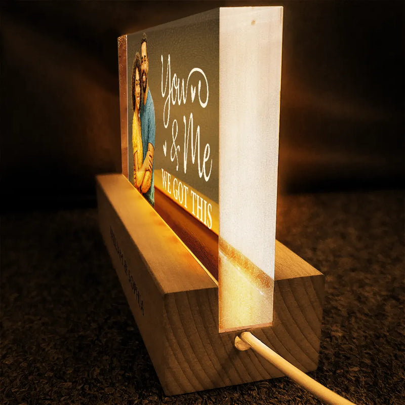 Gift For Couples,Gift For Wife,Gift For Husband,Gift For Boyfriend,Gift For Girlfriend,Love - Custom Photo Realistic Watercolor Art Couple You & Me We Got This - Personalized Rectangle LED Light