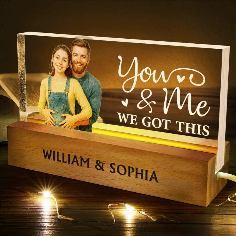 Gift For Couples,Gift For Wife,Gift For Husband,Gift For Boyfriend,Gift For Girlfriend,Love - Custom Photo Realistic Watercolor Art Couple You & Me We Got This - Personalized Rectangle LED Light
