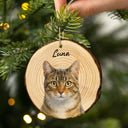 Pet Lovers,Dog Lovers,Cat Lovers,Love,Christmas - Custom Photo Realistic Watercolor Art Dog Cat Pet - Personalized Wood Slice Ornament