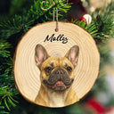 Pet Lovers,Dog Lovers,Cat Lovers,Love,Christmas - Custom Photo Realistic Watercolor Art Dog Cat Pet - Personalized Wood Slice Ornament