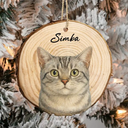 Pet Lovers,Dog Lovers,Cat Lovers,Love,Christmas - Custom Photo Realistic Watercolor Art Dog Cat Pet - Personalized Wood Slice Ornament