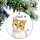 Top Market, Art Design, Playful, Christmas, Custom Photo, Pet Lovers, Photo - Watercolor - Remove BG - Custom Photo Realistic Watercolor Art Happy Dog Cat Pet - Personalized Circle Ceramic Ornament