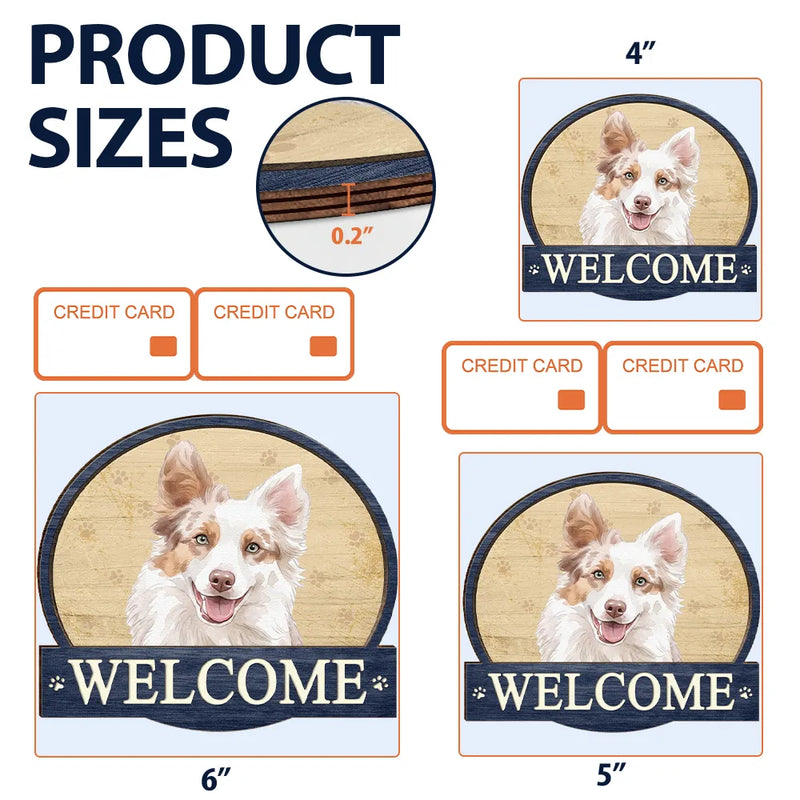 Art Design,Pet Lovers,Photo - Watercolor - Remove BG,Happy - Custom Photo Realistic Watercolor Art Hello Welcome Lovely Pet Portrait - Personalized Custom Shaped Wood Sign