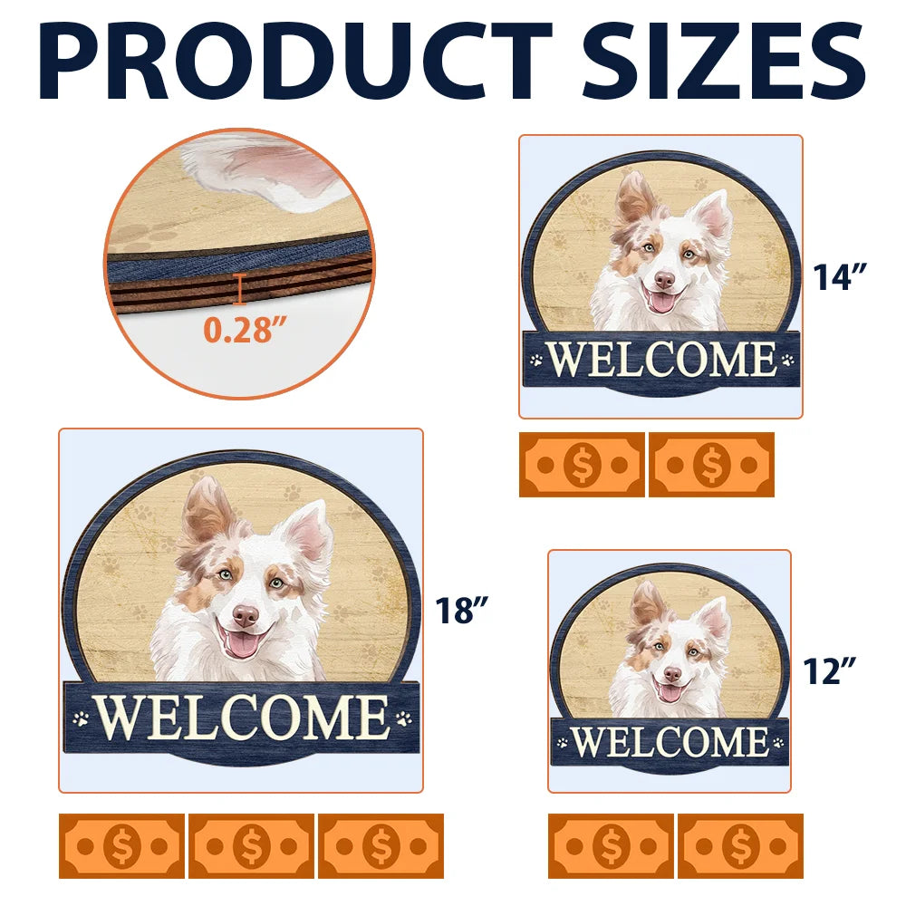 Art Design,Pet Lovers,Photo - Watercolor - Remove BG,Happy - Custom Photo Realistic Watercolor Art Hello Welcome Lovely Pet Portrait - Personalized Custom Shaped Wood Sign