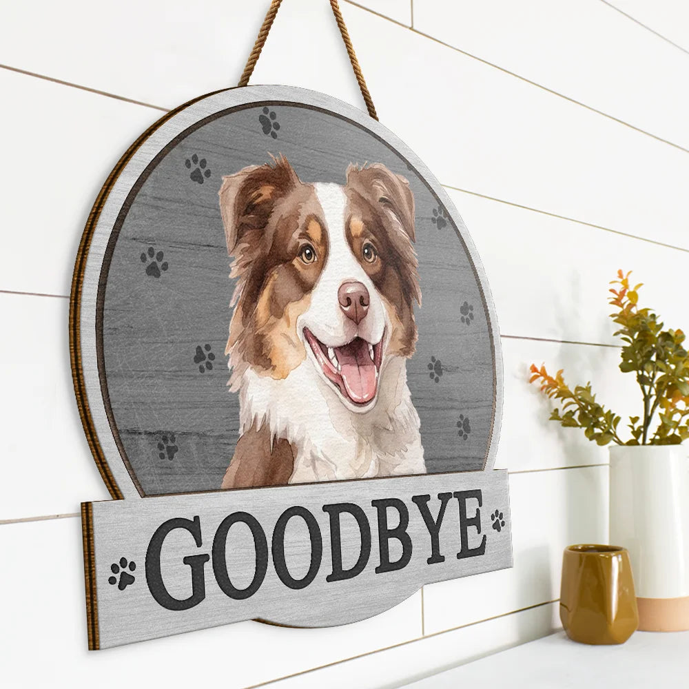 Art Design,Pet Lovers,Photo - Watercolor - Remove BG,Happy - Custom Photo Realistic Watercolor Art Hello Welcome Lovely Pet Portrait - Personalized Custom Shaped Wood Sign