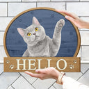 Art Design,Pet Lovers,Photo - Watercolor - Remove BG,Happy - Custom Photo Realistic Watercolor Art Hello Welcome Lovely Pet Portrait - Personalized Custom Shaped Wood Sign