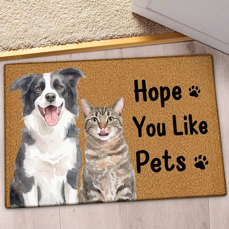 Art Design,Humorous,Pet Lovers,Photo - Watercolor - Remove BG - Custom Photo Realistic Watercolor Art Hope You Like Pets - Personalized Doormat