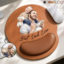 Gift For Father,Custom Photo,Art Design,Sentimental,Photo - Watercolor - Remove BG - Custom Photo Realistic Watercolor Art I Love You Daddy Papa - Personalized Leather Mouse Pad