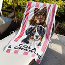 Custom Photo, Art Design, Summer, Pet Mom, Pet Lovers, Gift For Mother, Playful, Photo - Watercolor - Remove BG - Custom Photo Realistic Watercolor Art Pet Portrait Pet Mom - Personalized Beach Towel