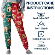 Funny,Pet Lovers,Custom Photo - Custom Photo Red Green Pet Face - Personalized Pajama Pants