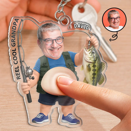 Custom Photo Reel Cool Dad Bod - Personalized Squishy Acrylic Keychain