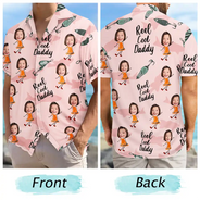 Gift For Father,Funny,Custom Photo,Fishing - Custom Photo Reel Cool Dad Dancing Kids - Personalized Hawaiian Shirt