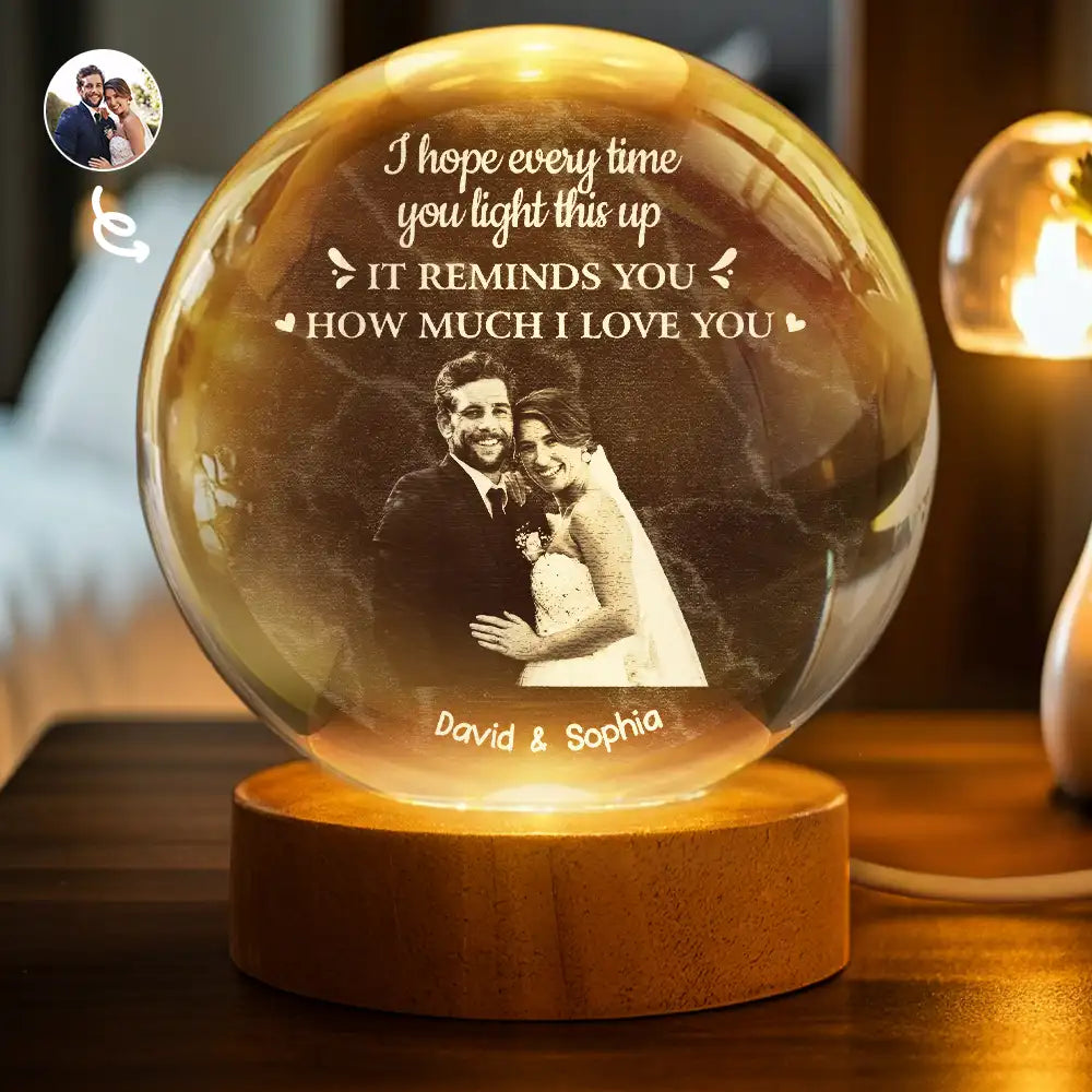 Custom Photo Remind How Much I Love You - Personalized Crystal Globe Lamp
