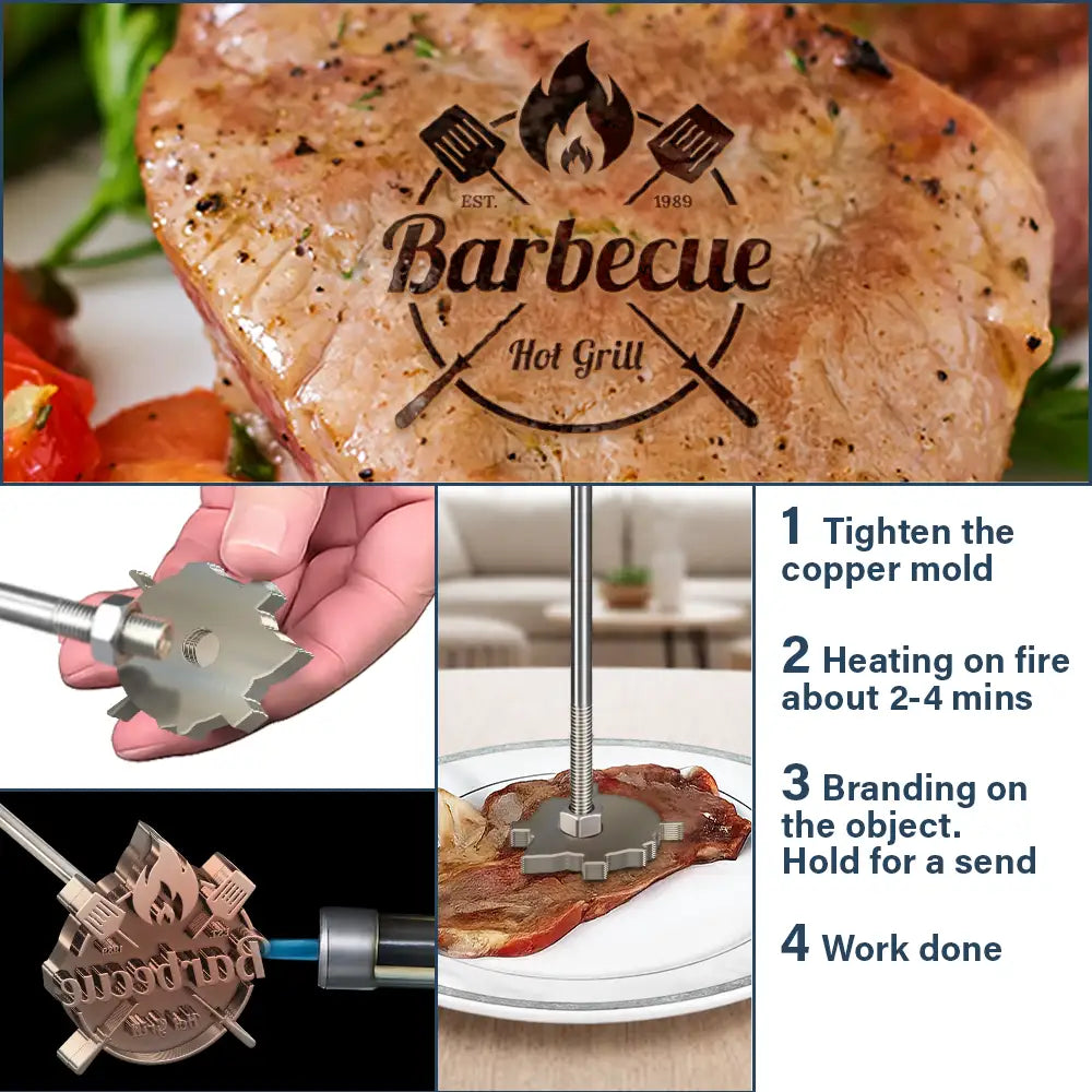 Happy, Gift For Yourself, Gift For Women, Gift For Men, Grilling - Custom Photo Restaurant Logo, Personal Brand Logo - Personalized Grilling Branding Stamp