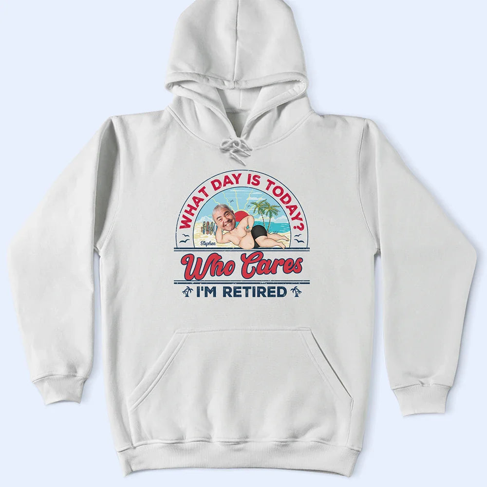Gift For Yourself, Gift For Women, Gift For Men, Retirement, Beach, Funny, Custom Photo - Custom Photo Retro Beach Who Cares I'm Retired - Personalized T Shirt