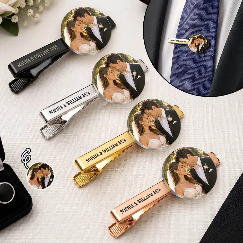 Custom Photo,Romantic,Gift For Couples,Wedding,Upload Full Photo - Custom Photo Romantic Wedding Couple - Personalized Tie Clip