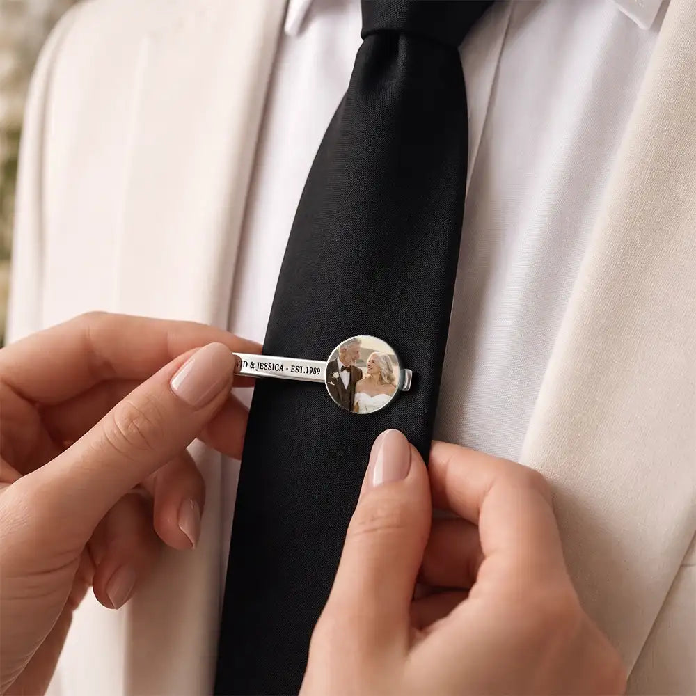 Custom Photo,Romantic,Gift For Couples,Wedding,Upload Full Photo - Custom Photo Romantic Wedding Couple - Personalized Tie Clip