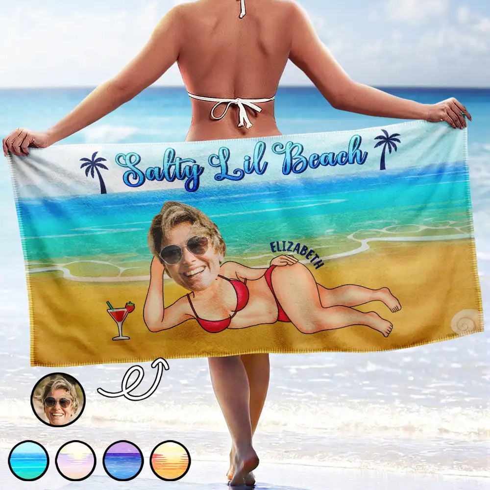 Custom Photo Salty Lil Beach - Personalized Beach Towel