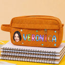 Back To School, Custom Photo, Gift For Kids, Confident, Cut-Face Photo - Custom Photo School Kids' Back To School - Personalized Corduroy Pencil Case