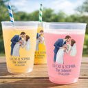 Gift For Couples, Married Couple, Custom Photo, Art Design, Wedding, Romantic, Photo - Semi Realistic Portrait - Custom Photo Semi Realistic Portrait Couples Wedding Engaged Bachelor Party - Personalized Frosted Cups
