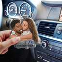 Custom Photo, Art Design, Family, Adorable, Photo - Semi Realistic Portrait - Custom Photo Semi Realistic Portrait Family Couple Pet Lovers Portrait - Personalized Custom Shaped Acrylic Car Visor Clip