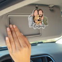 Custom Photo, Art Design, Family, Adorable, Photo - Semi Realistic Portrait - Custom Photo Semi Realistic Portrait Family Couple Pet Lovers Portrait - Personalized Custom Shaped Acrylic Car Visor Clip
