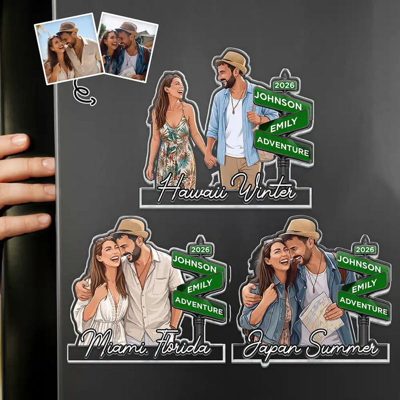 Travel,Art Design,Inspirational,Photo - Semi Realistic Portrait - Custom Photo Semi Realistic Portrait Travel Magnet Portrait - Personalized Acrylic Magnet