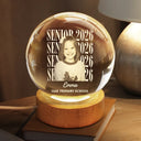 Graduation,Happy,Photo,Proud - Custom Photo Senior Vintage Portrait - Personalized Crystal Globe Lamp