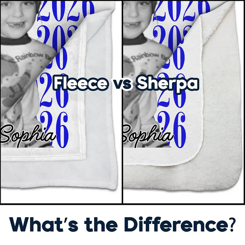 Graduation,Happy,Photo,Proud - Custom Photo Senior Vintage Portrait - Personalized Fleece Blanket, Sherpa Blanket