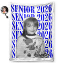 Graduation,Happy,Photo,Proud - Custom Photo Senior Vintage Portrait - Personalized Fleece Blanket, Sherpa Blanket