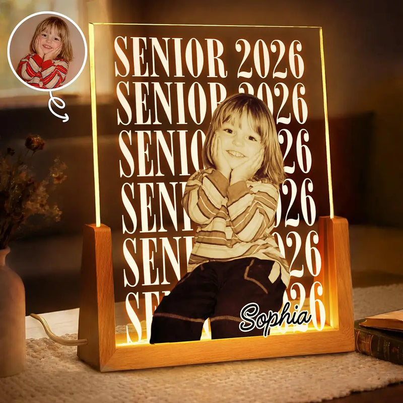 Graduation,Happy,Photo,Proud - Custom Photo Senior Vintage Portrait - Personalized Night Light