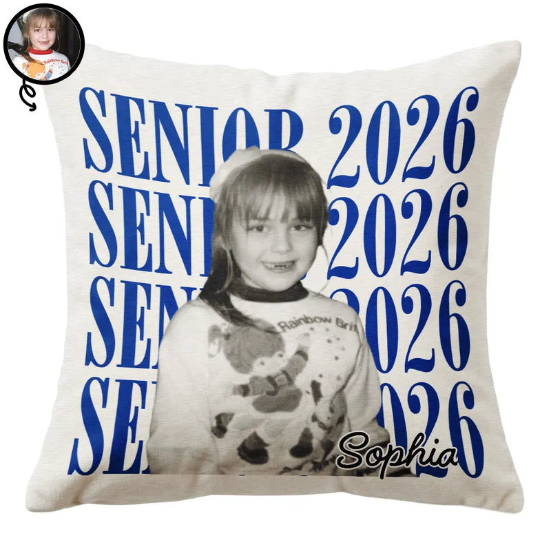 Graduation,Happy,Photo,Proud - Custom Photo Senior Vintage Portrait - Personalized Pillow
