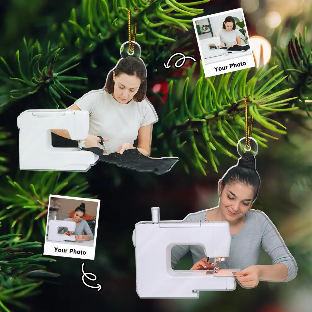 Custom Photo Sewing Christmas Decorations - Personalized Acrylic Photo Ornament