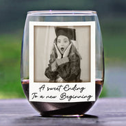 Graduation, Gift For Yourself, Happy, Gift For Women, Gift For Men, Custom Photo - Custom Photo She Believed She Could So She Did - Personalized Stemless Wine Glass