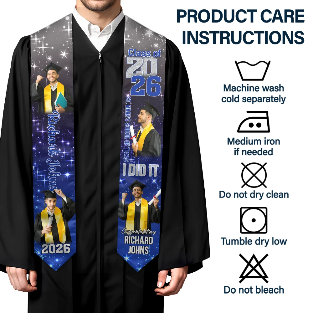 Graduation,Gift For Yourself,Gift For Women,Gift For Men - Custom Photo She Believed She Could So She Did - Personalized Stoles