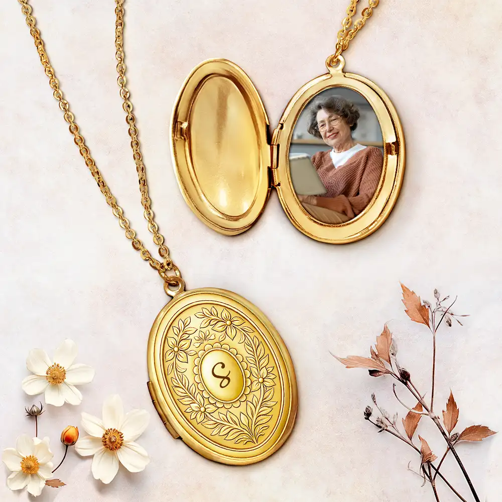 Custom Photo,Gift For Yourself,Gift For Women,Happy - Custom Photo Simple Initial Necklace - Personalized Locket Necklace