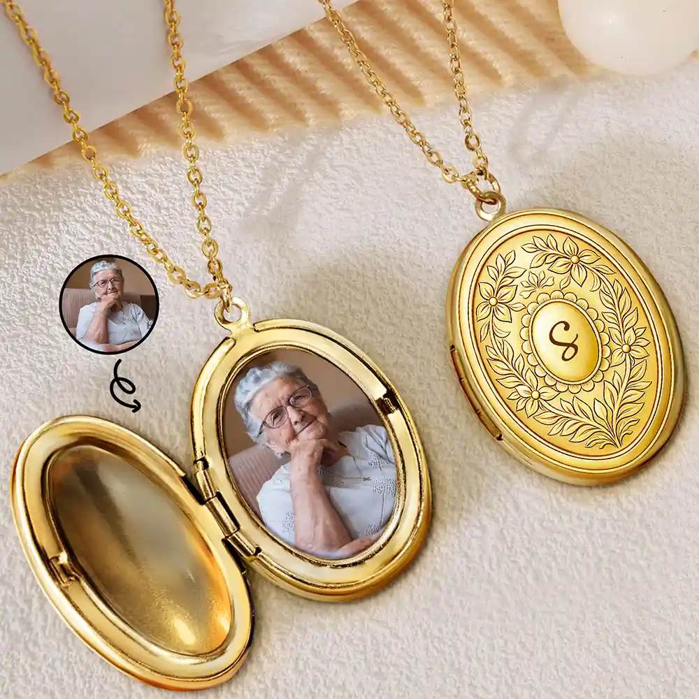 Custom Photo,Gift For Yourself,Gift For Women,Happy - Custom Photo Simple Initial Necklace - Personalized Locket Necklace
