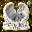 Art Design,Sentimental,Christmas,Pet Lovers,Photo - Sleeping Dog Cat Baby - Custom Photo Sleeping Angel Dog Cat Angel Wings Memorial - Personalized Custom Shaped Acrylic Ornament
