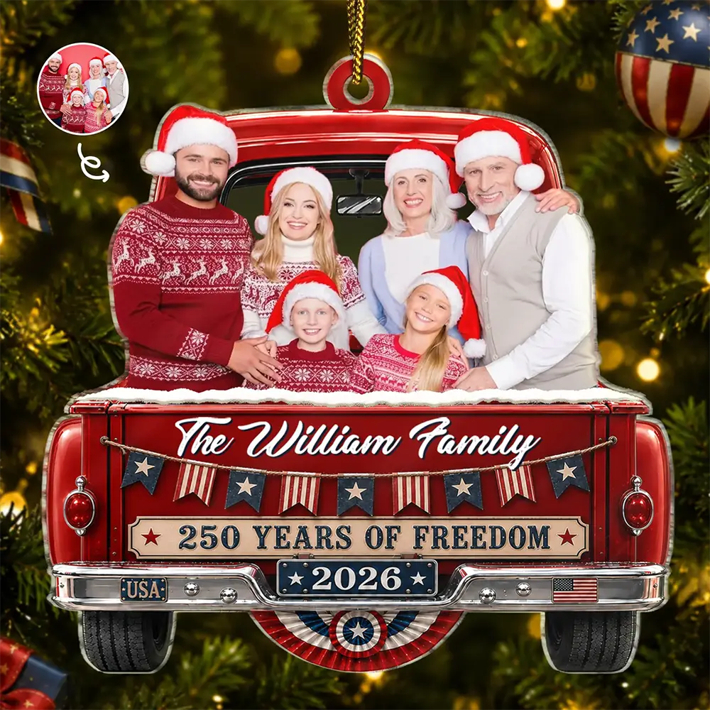 Custom Photo Snowman 250 Years Of Freedom - Personalized Custom Shaped Acrylic Ornament