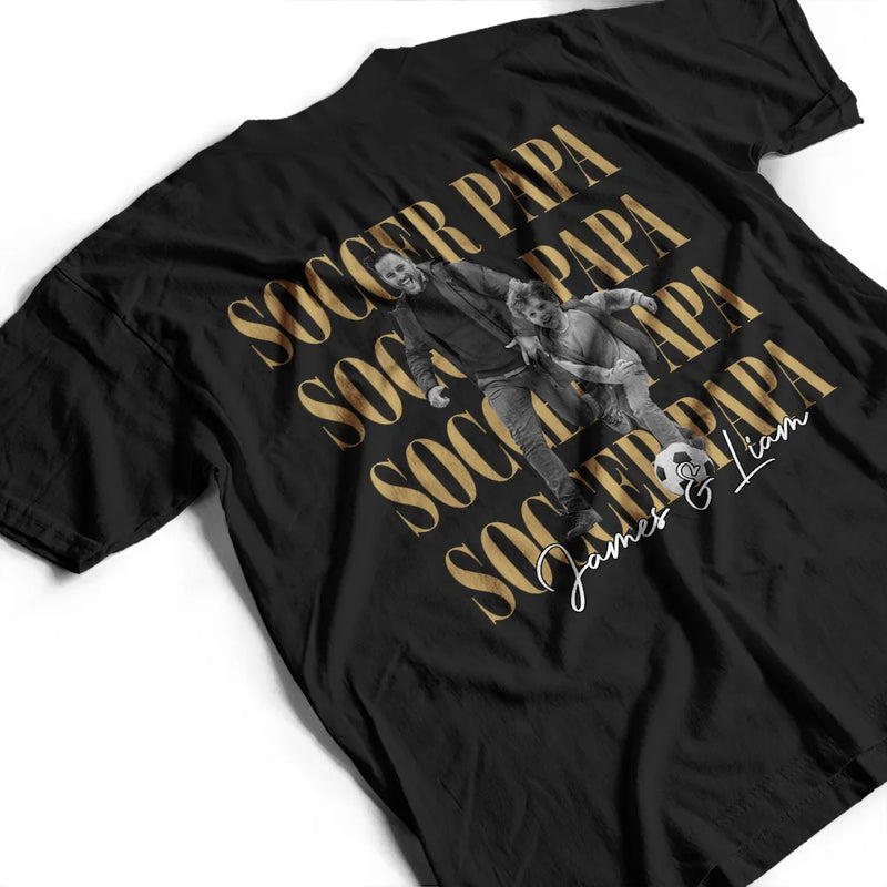 Gift For Father,Gift For Grandpa,Football (Soccer),Non-Eng,Photo,Proud - Custom Photo Soccer Football Dad Vintage Greatest Balls - Personalized T Shirt