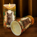 Art Design,Christmas,Pet Memorial,Sympathetic,Pet Lovers,Memorial,Photo - Stained Glass - Custom Photo Stained Glass Memorial Pet Forever In My Heart Always Loved - Personalized Flameless LED Candle