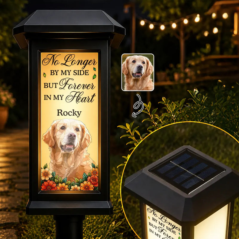Art Design,Christmas,Sympathetic,Pet Lovers,Memorial,Photo - Stained Glass - Custom Photo Stained Glass Memorial Pet Forever In My Heart Always Loved - Personalized Solar Garden Light