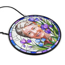 Art Design,Playful,Pet Lovers,Photo - Stained Glass - Custom Photo Stained Glass Portrait Dog Cat Family Blue Flower - Personalized Stained Glass Window Hanging Suncatcher