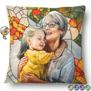 Gift For Wife,Gift For Mother,Gift For Grandma,Gift For Grandparents,Family,Love - Custom Photo Stained Glass Portrait Mom Grandma Parents Family - Personalized Pillow